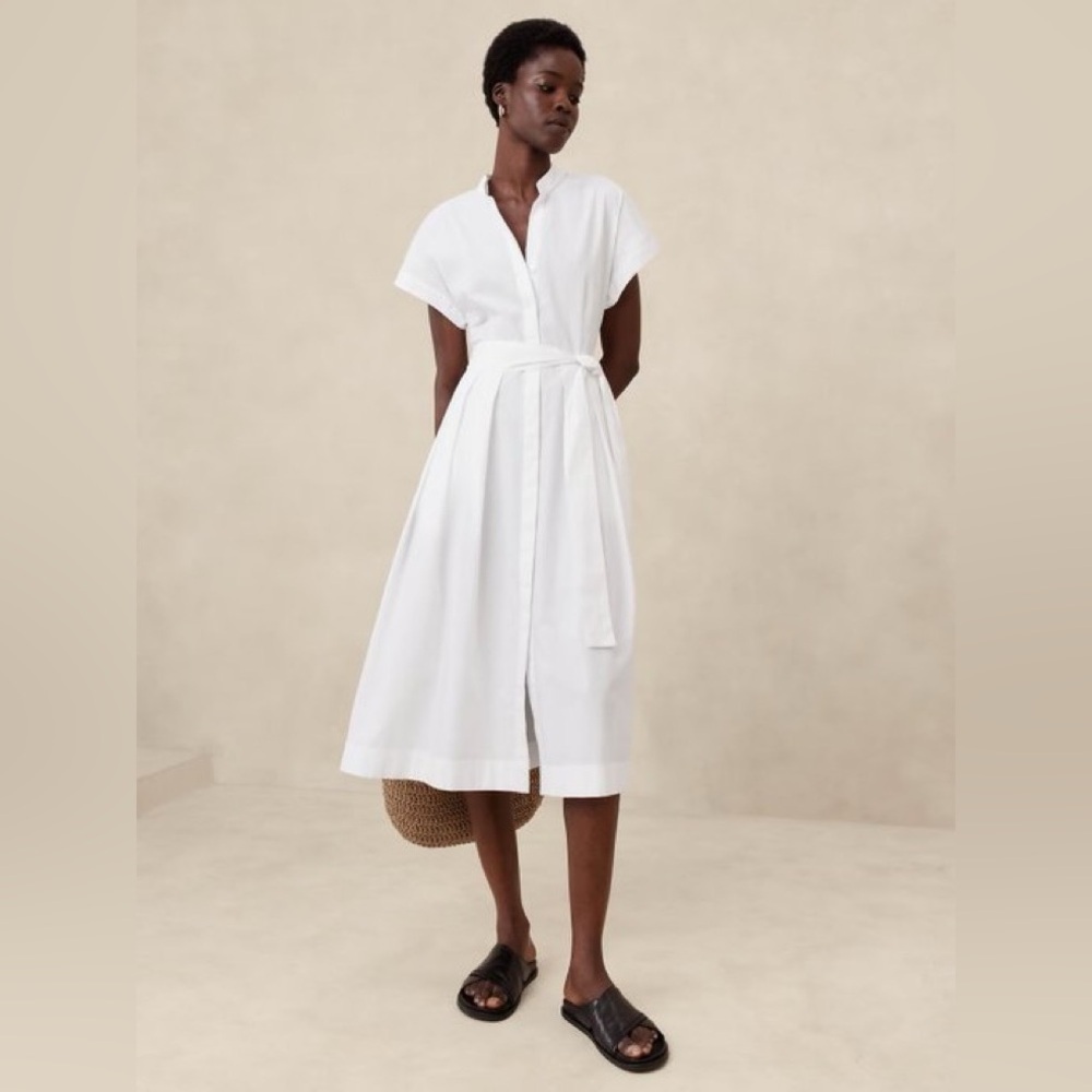 Classic White Shirt Dress with Tie Waist